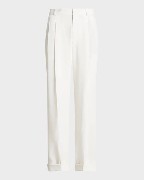 Straight-Leg Pleated Pants