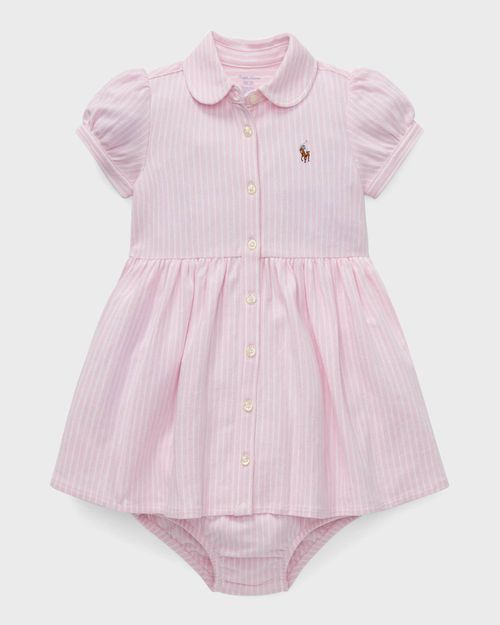 Yarn-Dyed Oxford Mesh Stripe Dress With Matching Bloomers, Size 3M-24M