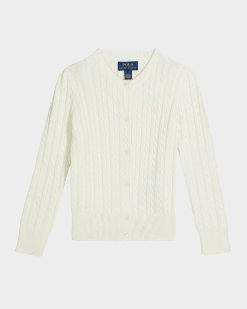 Girl's Cable-Knit Ribbed Cardigan, Size 2-4