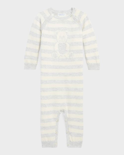 Boy's Striped Bear Coverall, Size 3M-12M