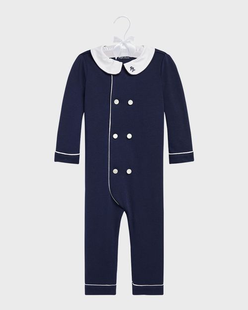 Boy's Double Breasted Embroidered Coverall, Size 3M-24M