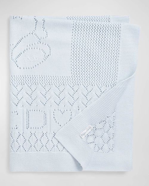 Boy's Pointelle Teddy Bear Blanket