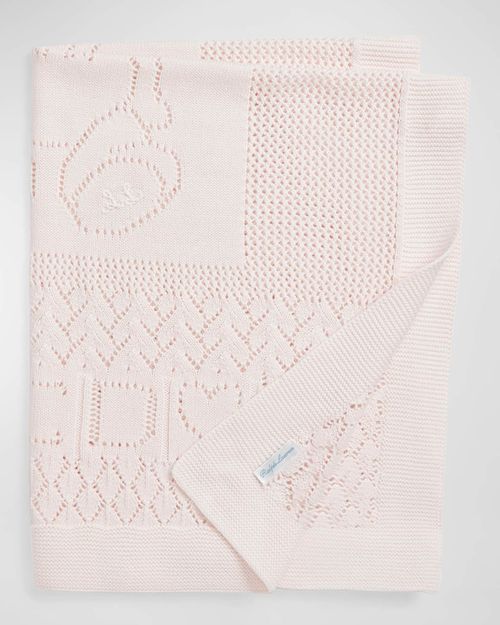 Girl's Pointelle Teddy Bear Blanket