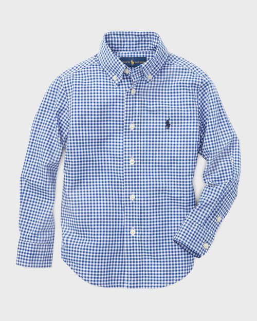 Poplin Woven Gingham Sport Shirt, Size 2-7