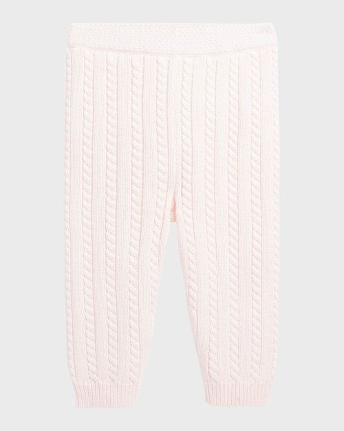 Girl's Organic Cotton Cable-Knit Sweater Pants, Size 3M-24M