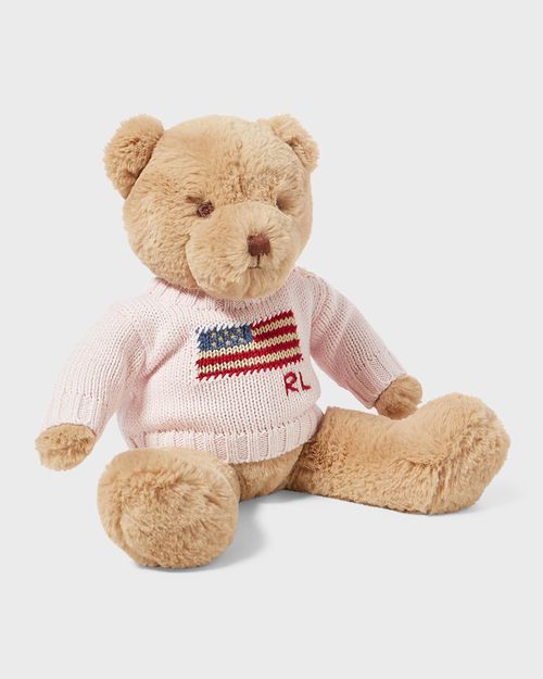 Kid's Small Flag Sweater Plush Polo Teddy Bear