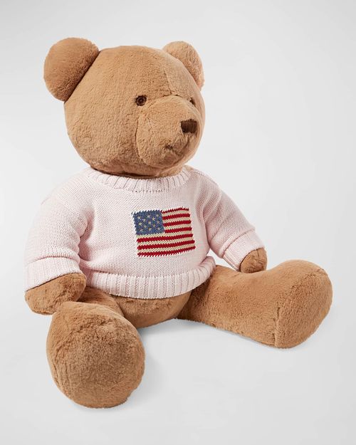 Kid's Large Flag Sweater Plush Polo Teddy Bear