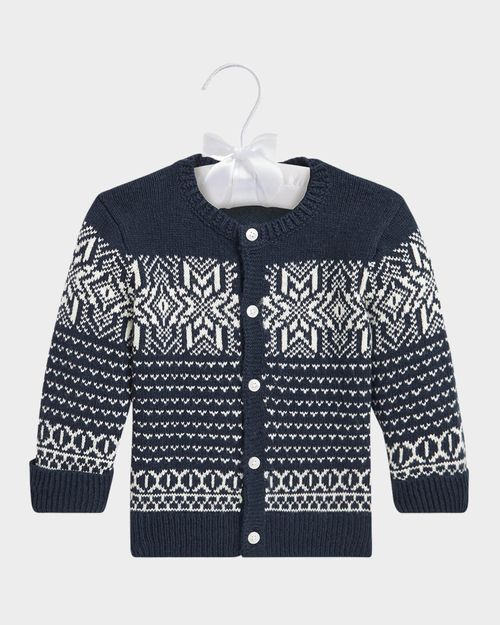 Girl's Snowflake Intarsia Cardigan, Size 3M-24M
