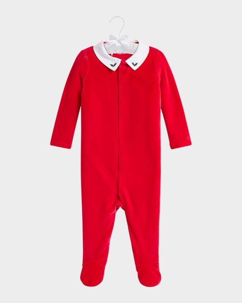 Boy's Embroidered Velour Coverall, Size 3M-9M