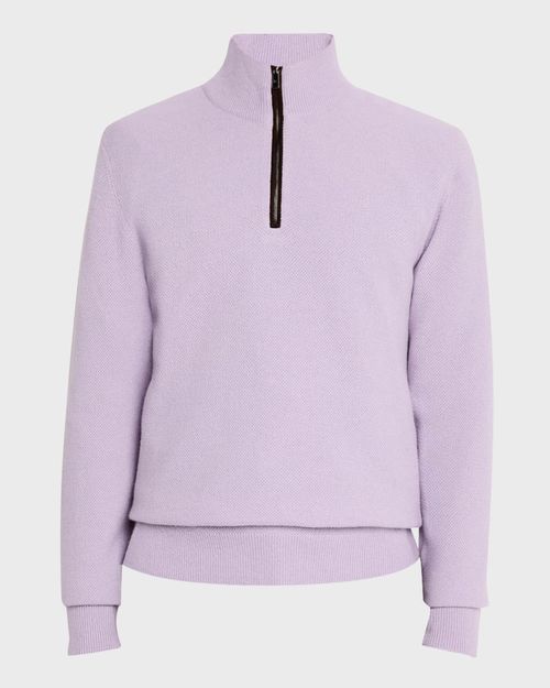 Men's Cashmere Birdseye Quarter-Zip Sweater