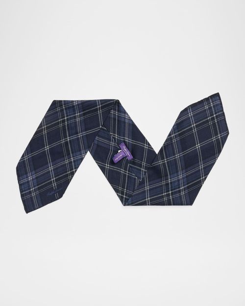 Men's Plaid Cashmere-Silk Neckerchief