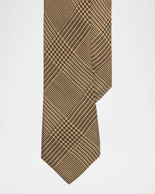 Men's Glen Plaid Cashmere-Silk Tie