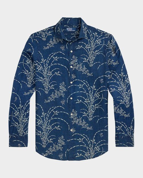 Men's Classic-Fit Floral Linen Sport Shirt