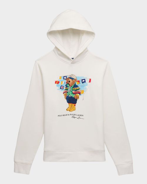 Boy's Graphic Polo Bear Hoodie, Size S-XL