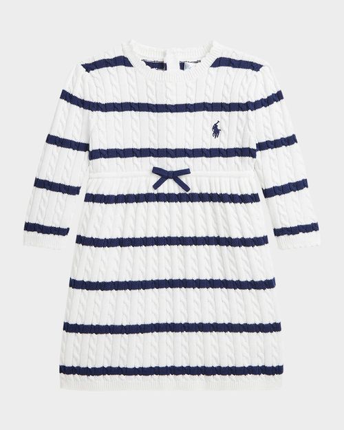 Girl's Striped Cable Knit Dress, Size 3M-24M