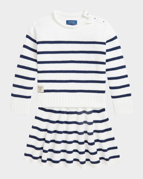 Girl's Cotton Stripe Sweater & Skirt Set
