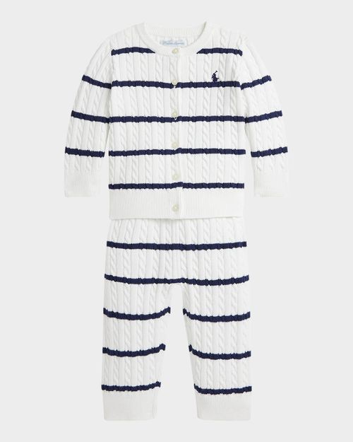Girl's Cable-Knit Cardigan & Leggings Set, Size 3M-24M