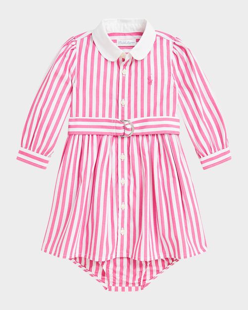 Girl's Striped Belted Dress, Size 3M-24M