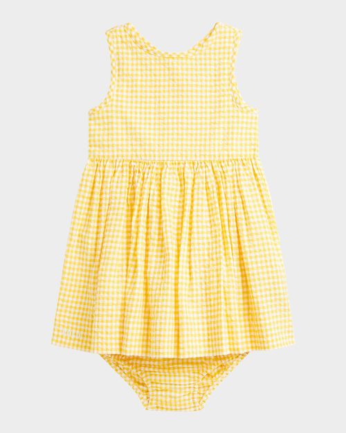 Girl's Gingham Seersucker Dress, Size 3M-24M
