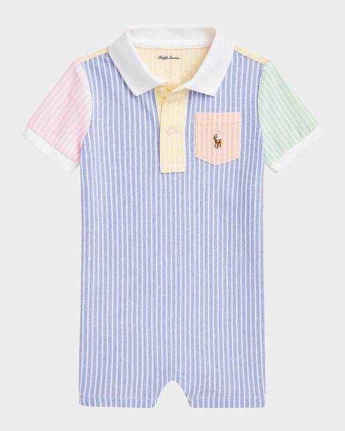 Boy's Stripe Colorblock Oxford Shortall, Size 3M-12M