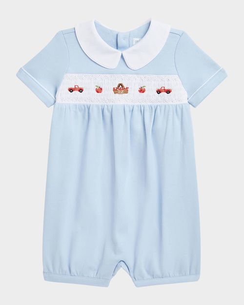 Boy's Smocked Picnic Embroidered Coverall, Size 3M-12M