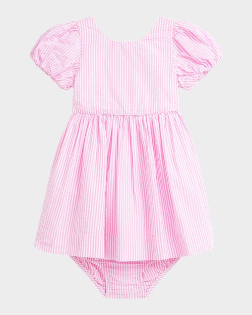 Girl's Striped Seersucker Dress, Size 3M-24M