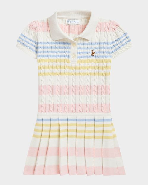 Girl's Striped Cable Knit Combo Dress, Size 3M-24M
