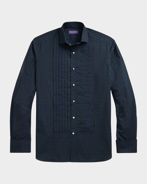 Men's Dexter Plaid Poplin French Cuff Tuxedo Shirt