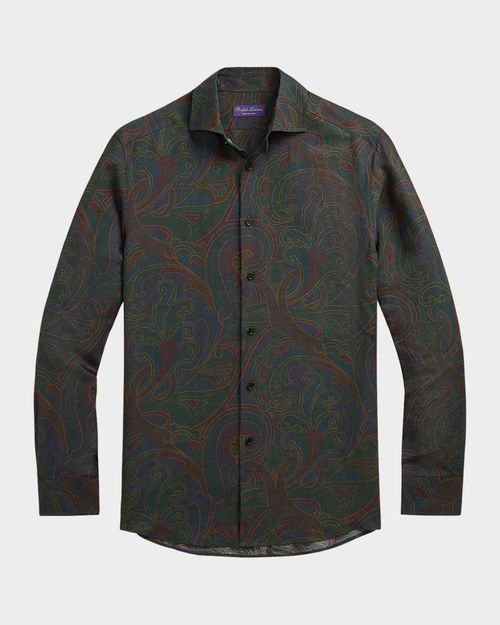 Men's Paisley Linen-Silk Sport Shirt