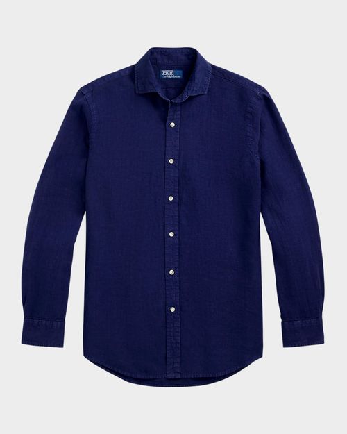 Men's Classic-Fit Linen Casual Button-Down Shirt