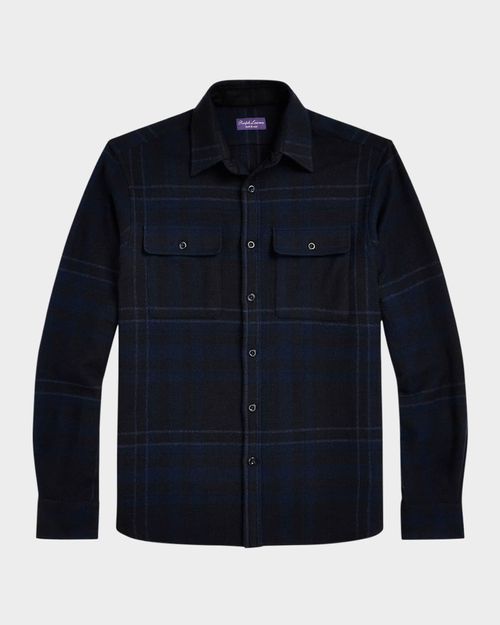 Men's Plaid Wool-Blend Shirt