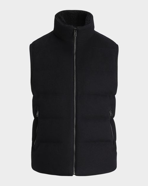 Men's Shearling-Trim Down Vest