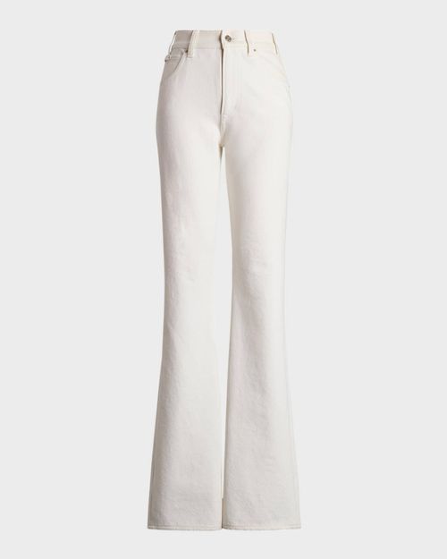 Kaida Mid-Rise White Denim Bootcut Jeans