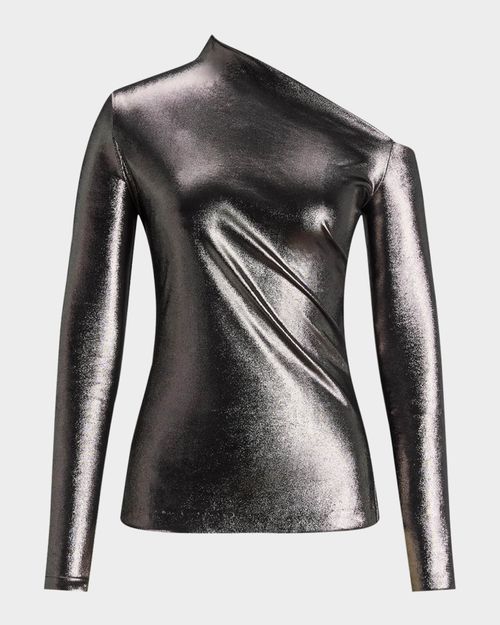 Off-Shoulder Laminated Jersey Top