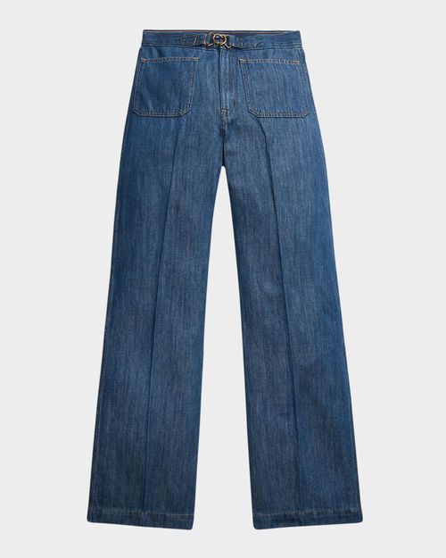 Wide-Leg Flare Denim Jeans