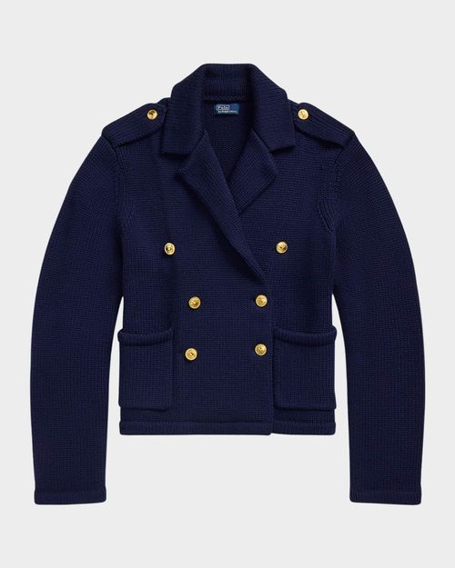 Double-Breasted Wool Sweater Blazer