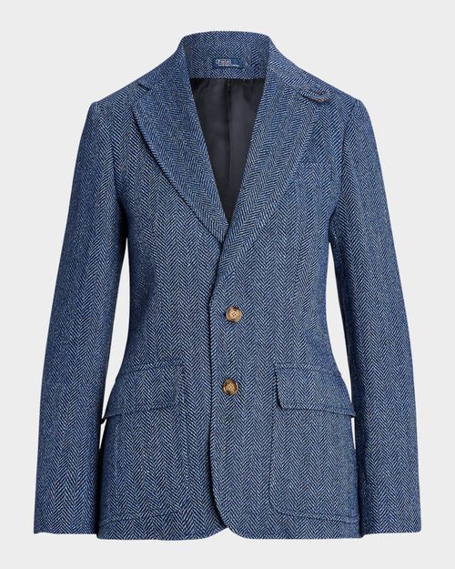 Herringbone Linen-Blend Blazer
