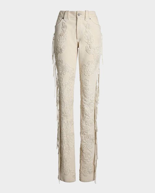 Annabeth Embellished Suede Bootcut Pants