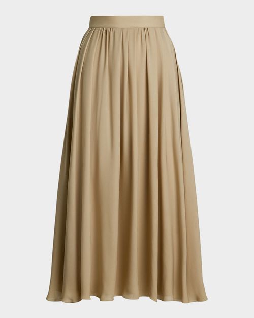 Kynlee Pleated Silk Georgette Skirt