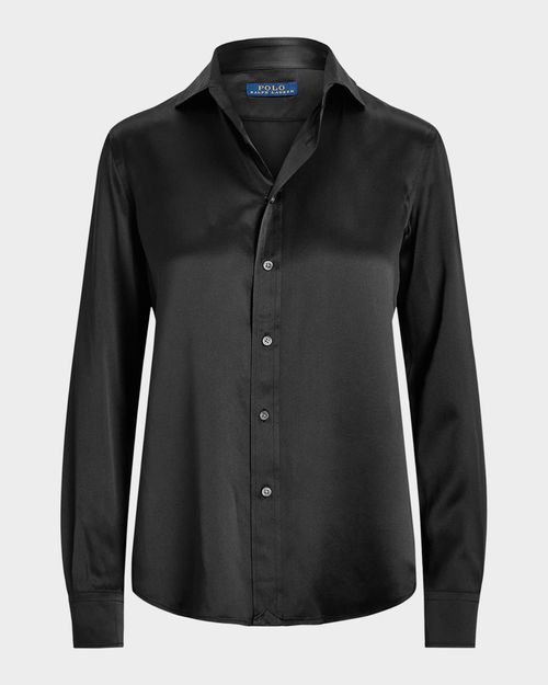 Classic Fit Silk Shirt, Black