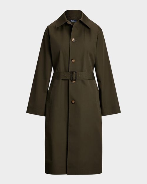 Water-Resistant Twill Long Car Coat