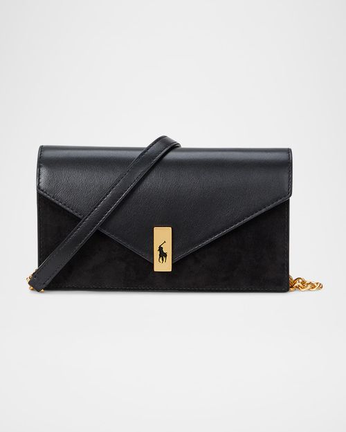 Polo ID Suede-Leather Chain Wallet & Bag