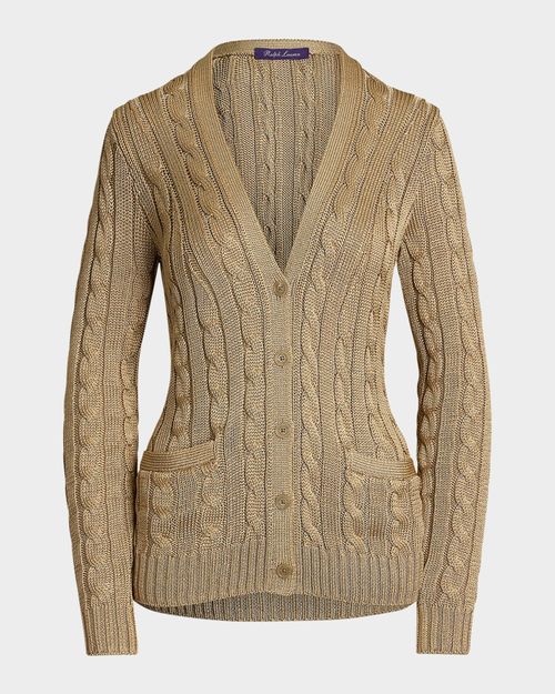Cable-Knit Silk Cardigan Sweater
