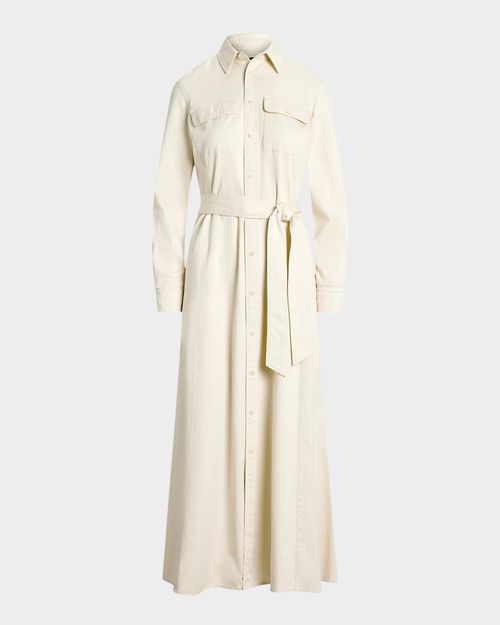 Belted Cotton Twill Shirtdress