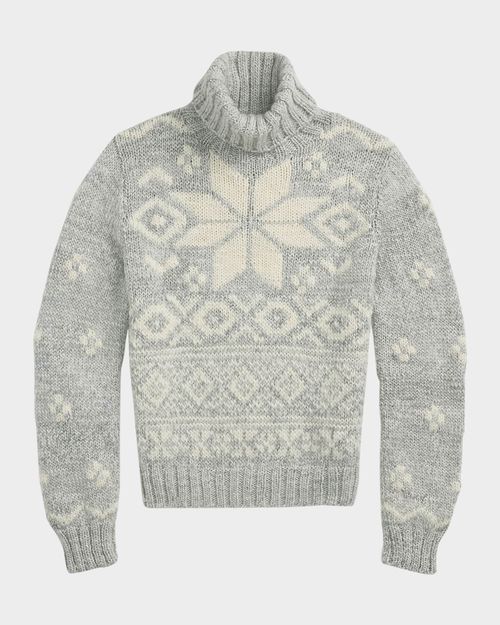 Snowflake-Motif Wool Turtleneck