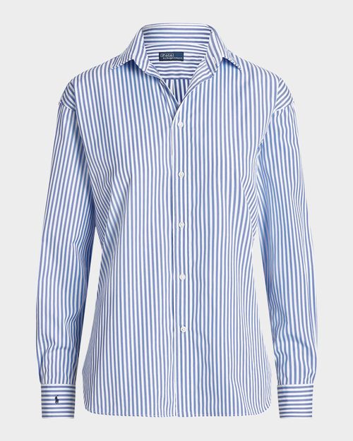 Striped Long-Sleeve Cotton Blouse