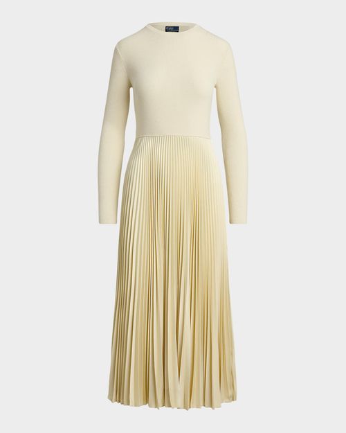 Sweater-Bodice Long-Sleeve Dress
