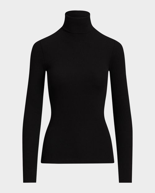 Rib-Knit Slim Turtleneck Top