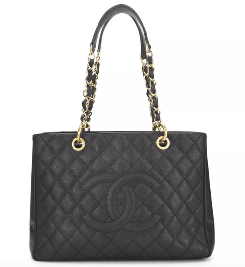 Channel - Black Quilted Caviar Grand Shopping Tote (GST)